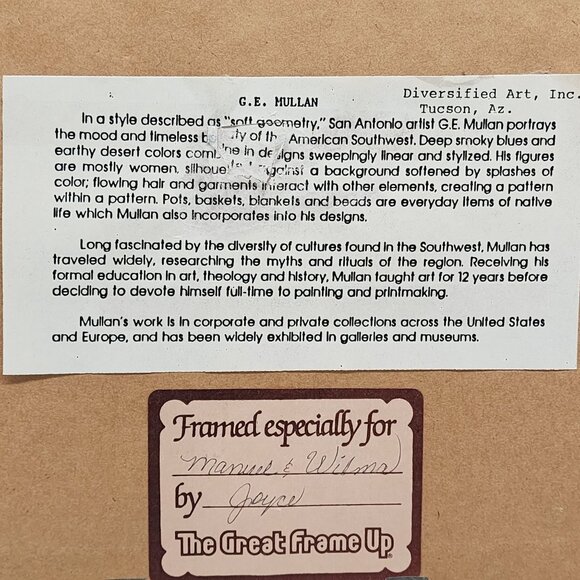 Framed Wall Decor G.E. Mullan Framed Art Print Of Southwest Woman With Pottery O - Picture 4 of 9